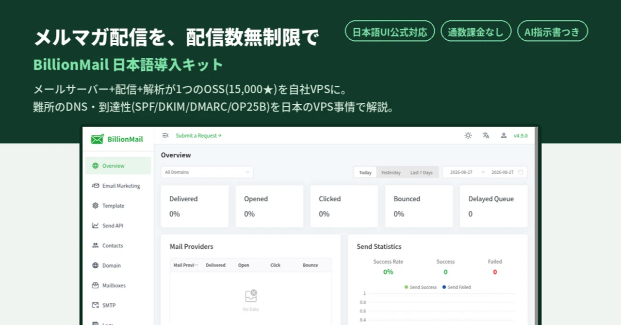 メール配信の月額をやめた。オープンソースBillionMailを実測して導入キットにするまで|BittensorMan
