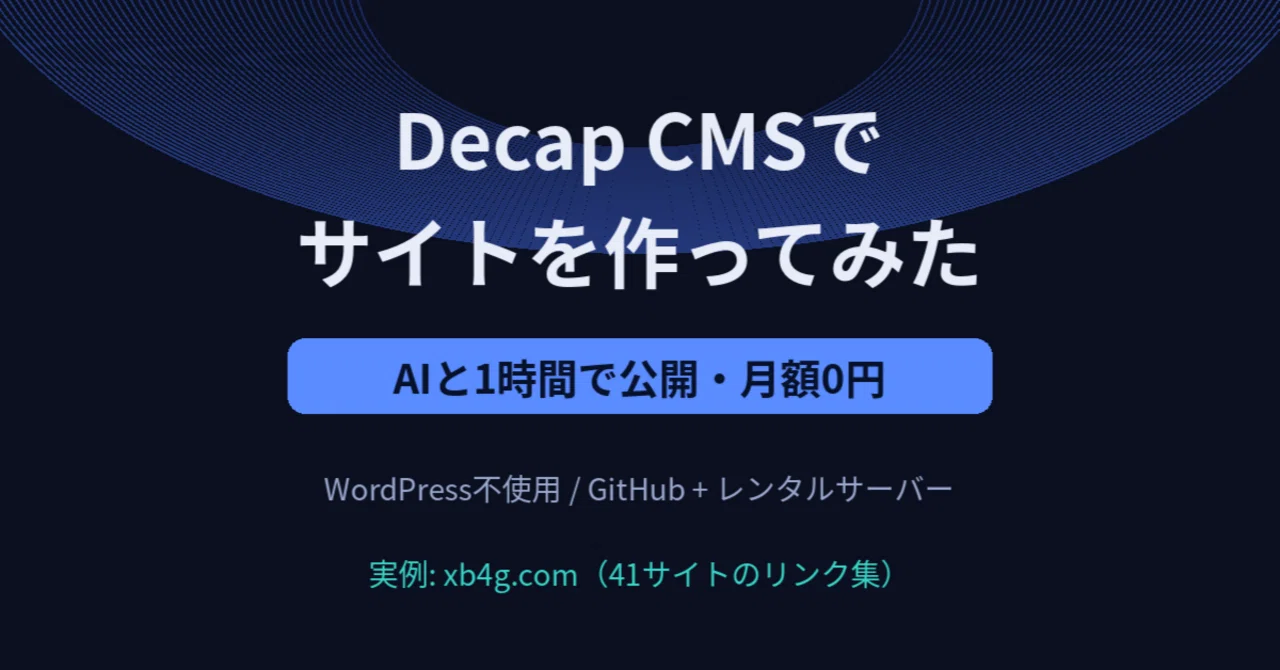 Decap CMSで自社サイトを作ってみた——AIと1時間で公開、月額0円の実録｜BittensorMan