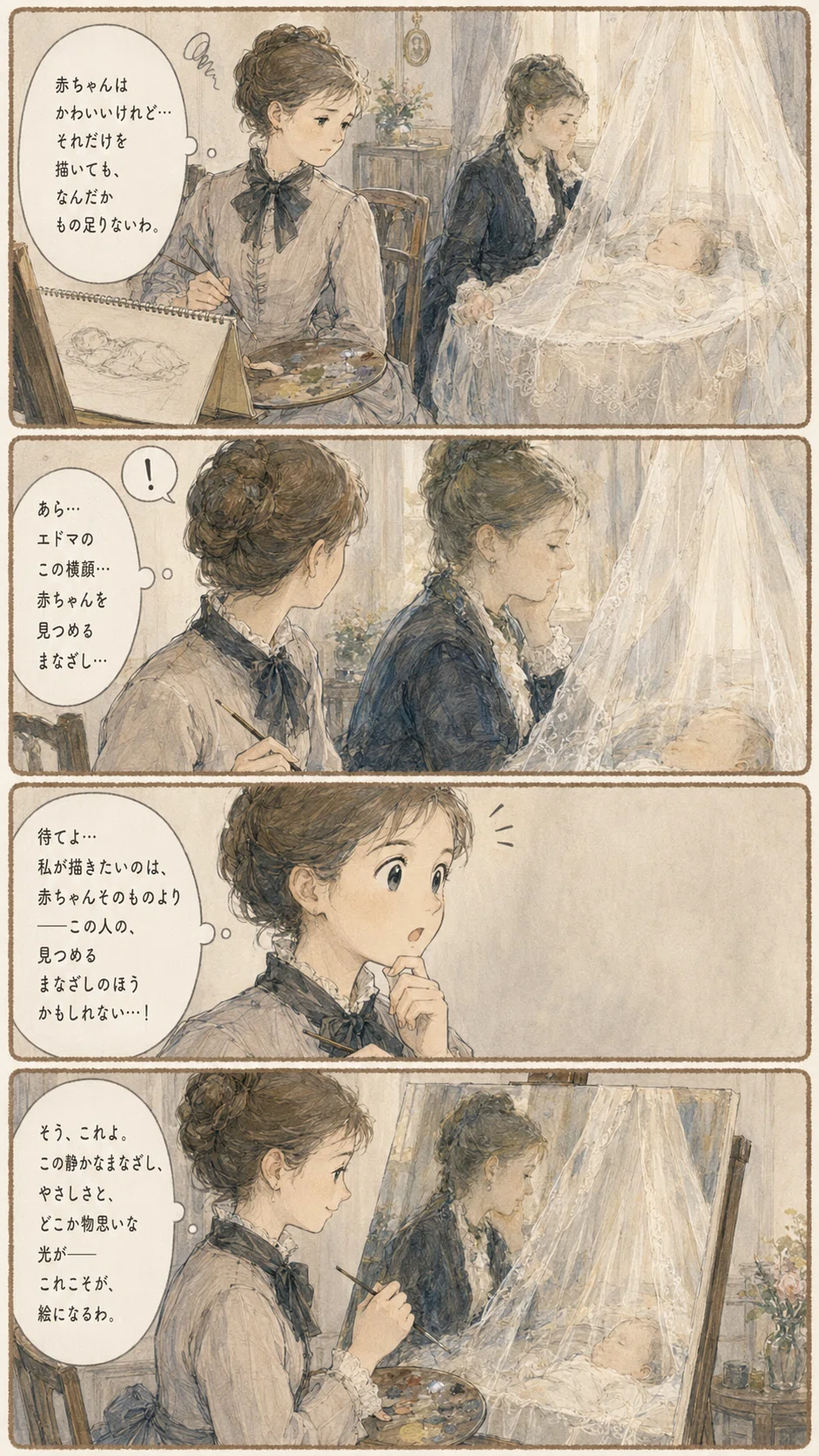 生成された画像:見つめることに気づく瞬間