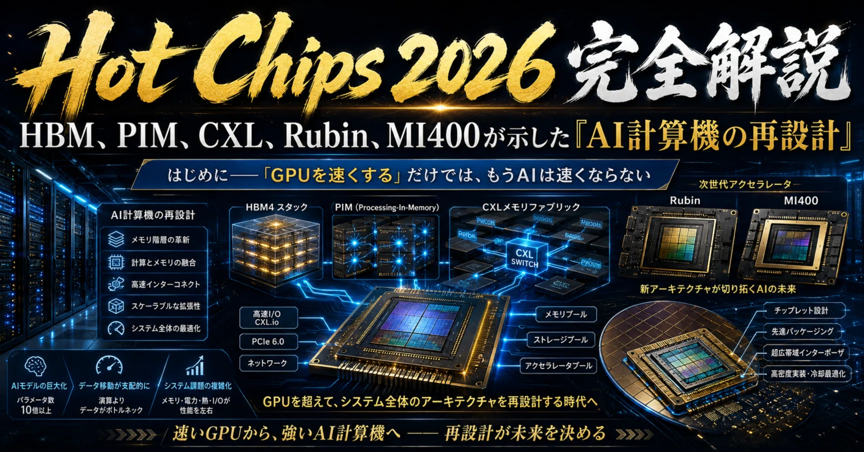 Hot Chips 2026完全解説――HBM、PIM、CXL、Rubin、MI400が示した「AI
