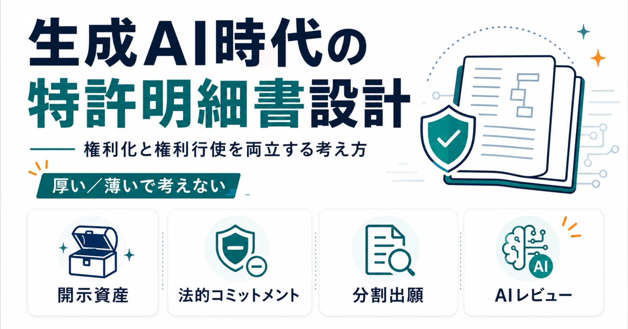 生成AI時代、特許明細書は「厚い／薄い」で考えない～権利化と権利行使