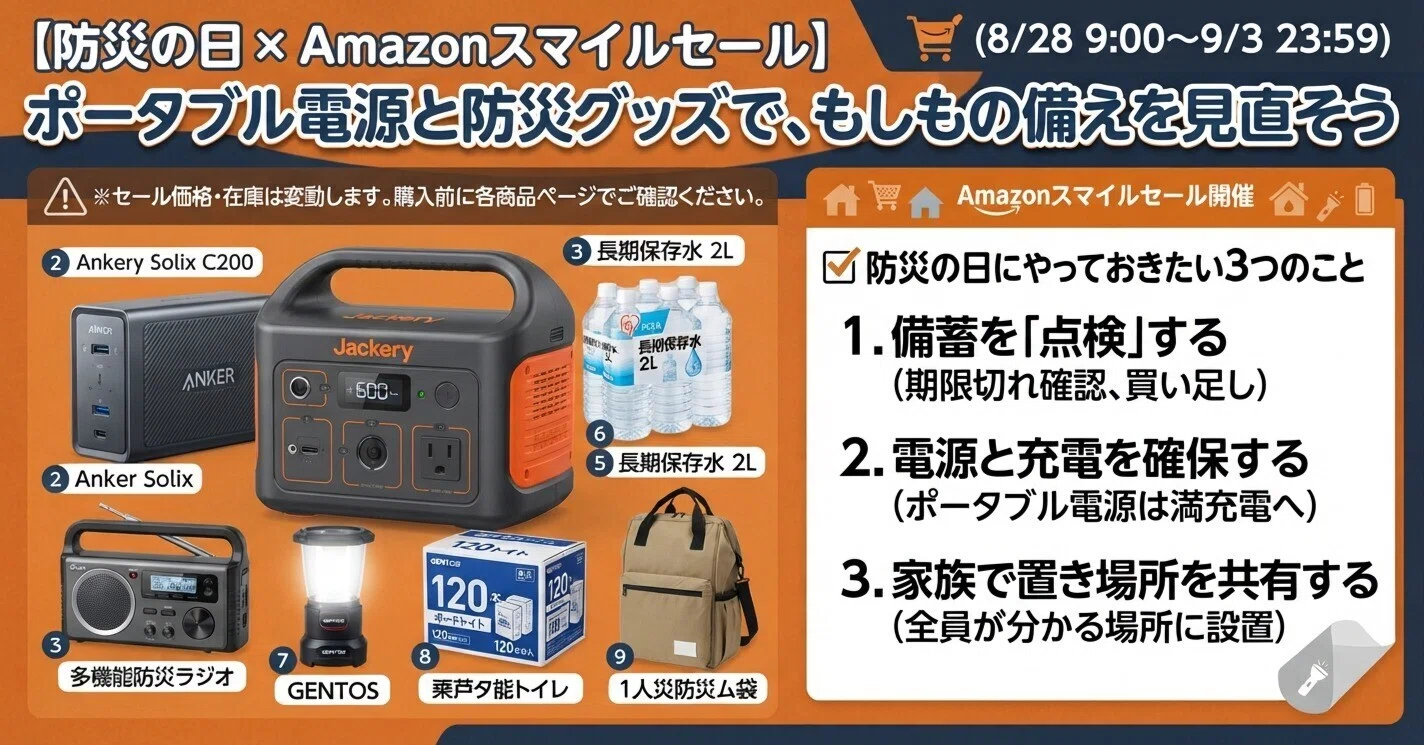 防災の日×スマイルセール【2026】今こそ備えるポータブル電源と防災