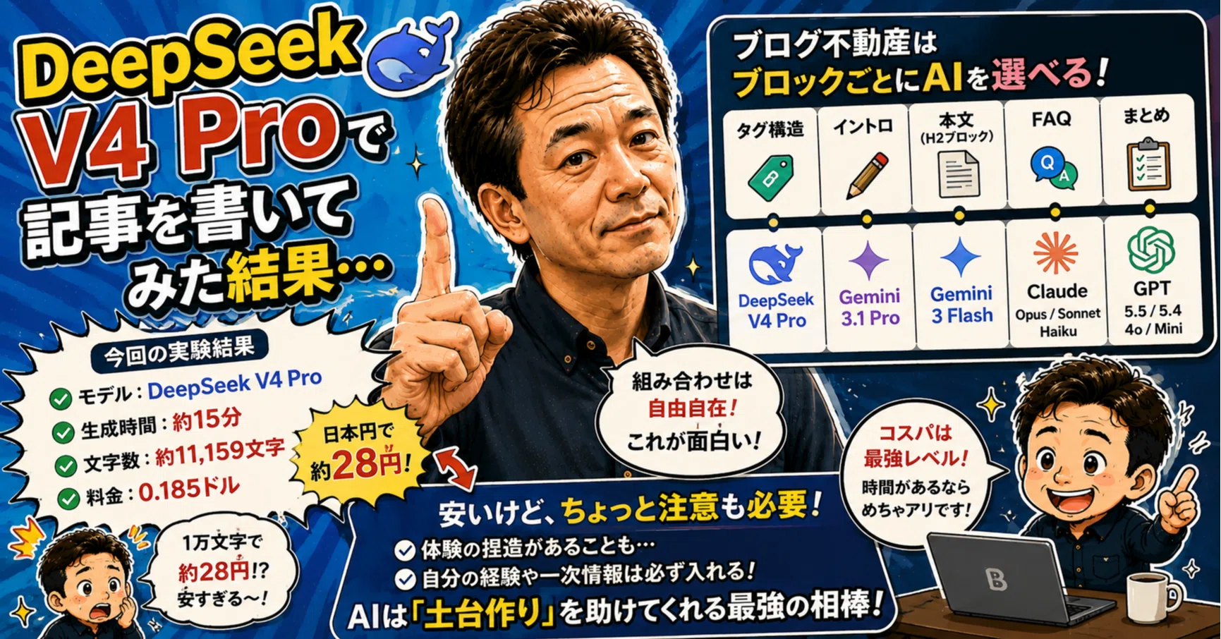 約30円で1万文字。DeepSeek V4 Proをブログ不動産で使ってみた｜HIDE