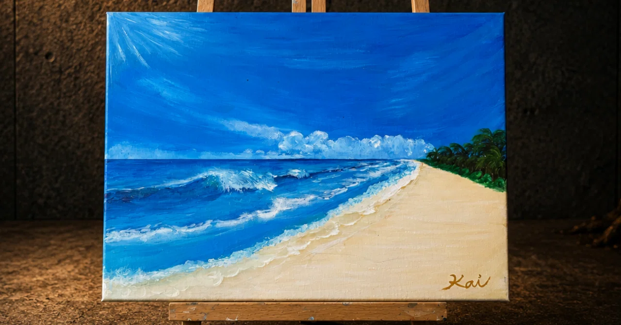 🌊SURF TUBE ART ｜ 初めて描いた「ビーチからの海」。心静まる魂の