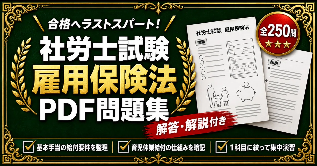 社会保険労務士試験 雇用保険法】対策問題集 全250問＋解答・解説付き