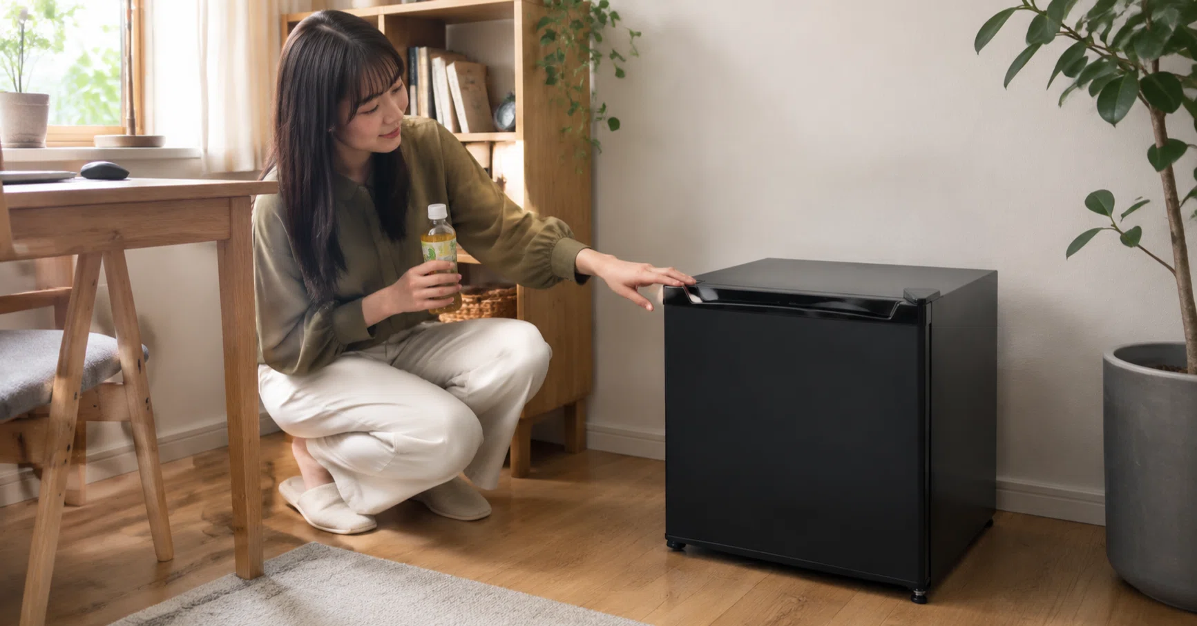 【いいやつ】アイリスオーヤマ　ミニ冷蔵庫 ブラックPRC-B 051D-B アイリスプラザ46L冷蔵庫PRC-B051D-Bで始める身軽な新生活｜キツネ