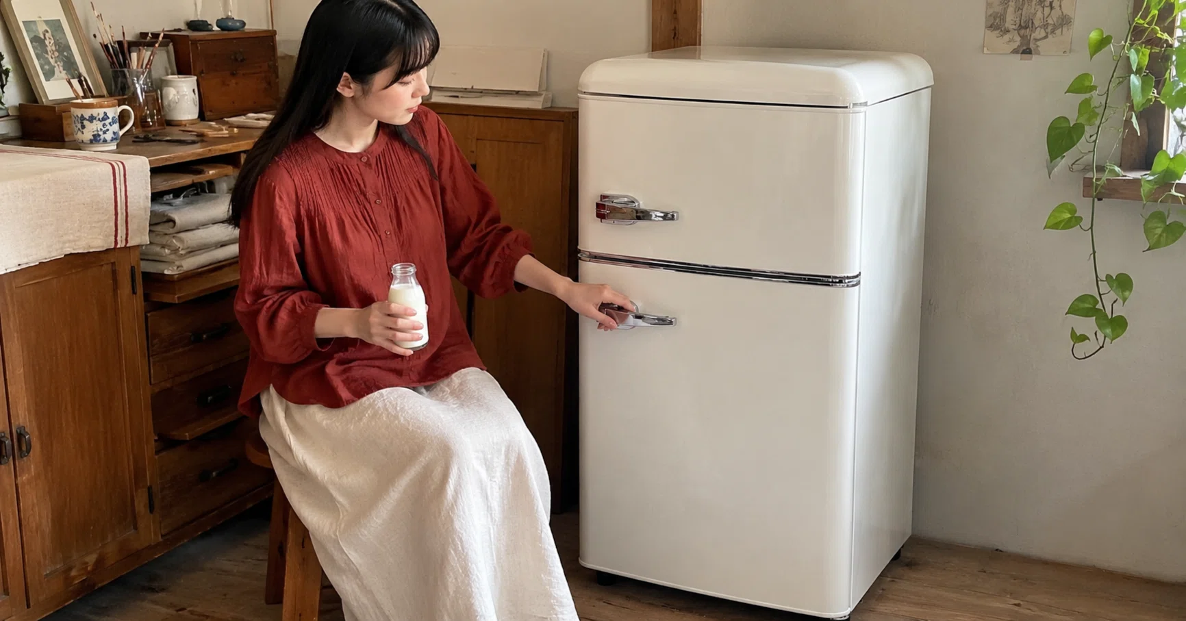 アイリスプラザ81Lレトロ冷蔵庫PRR-082D-Wで始める新生活｜キツネ