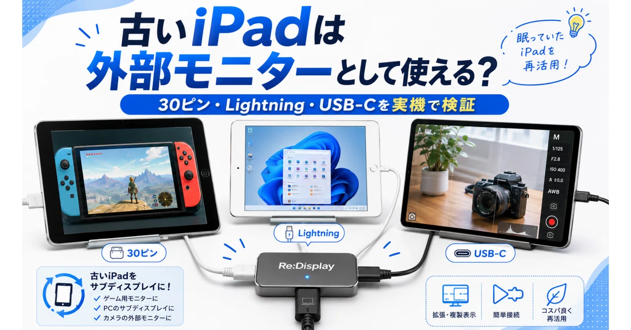 Lightning iPadをモニターとして使用できる 古いiPadは本当に外部モニターとして使える？30ピン・Lightningを実機