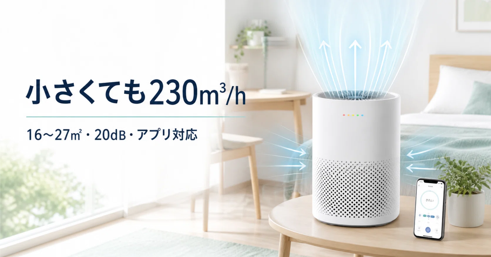 1万円以下で花粉・PM2.5対策。Xiaomi 空気清浄機 4 Compactは寝室にも