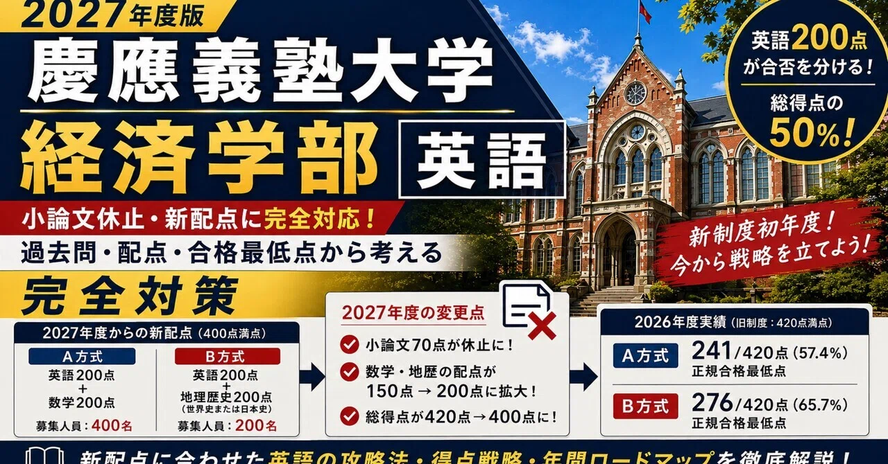 2027年度版】慶應義塾大学 経済学部 英語｜小論文休止・新配点を踏まえ