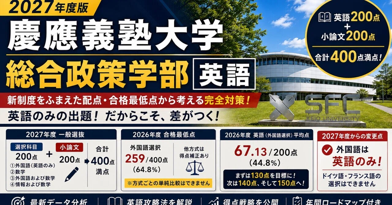 2027年度版】慶應義塾大学 総合政策学部 英語｜新制度・配点・合格最低