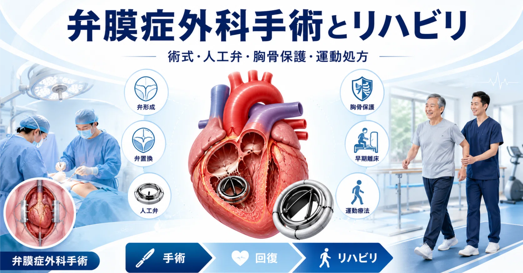完全版】弁膜症の外科手術とリハビリ｜術式・人工弁の違いから胸骨保護