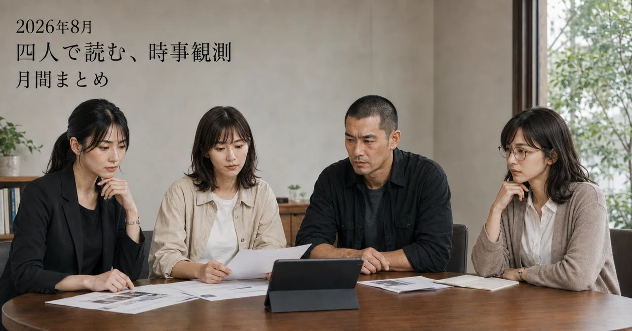 制度は人を守るところまで届いたか|2026年8月 四人で読む、時事観測