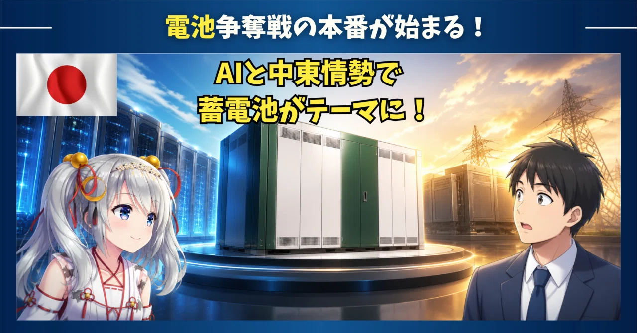 データセンターが電池を買い占める！蓄電池テーマの本命銘柄とは