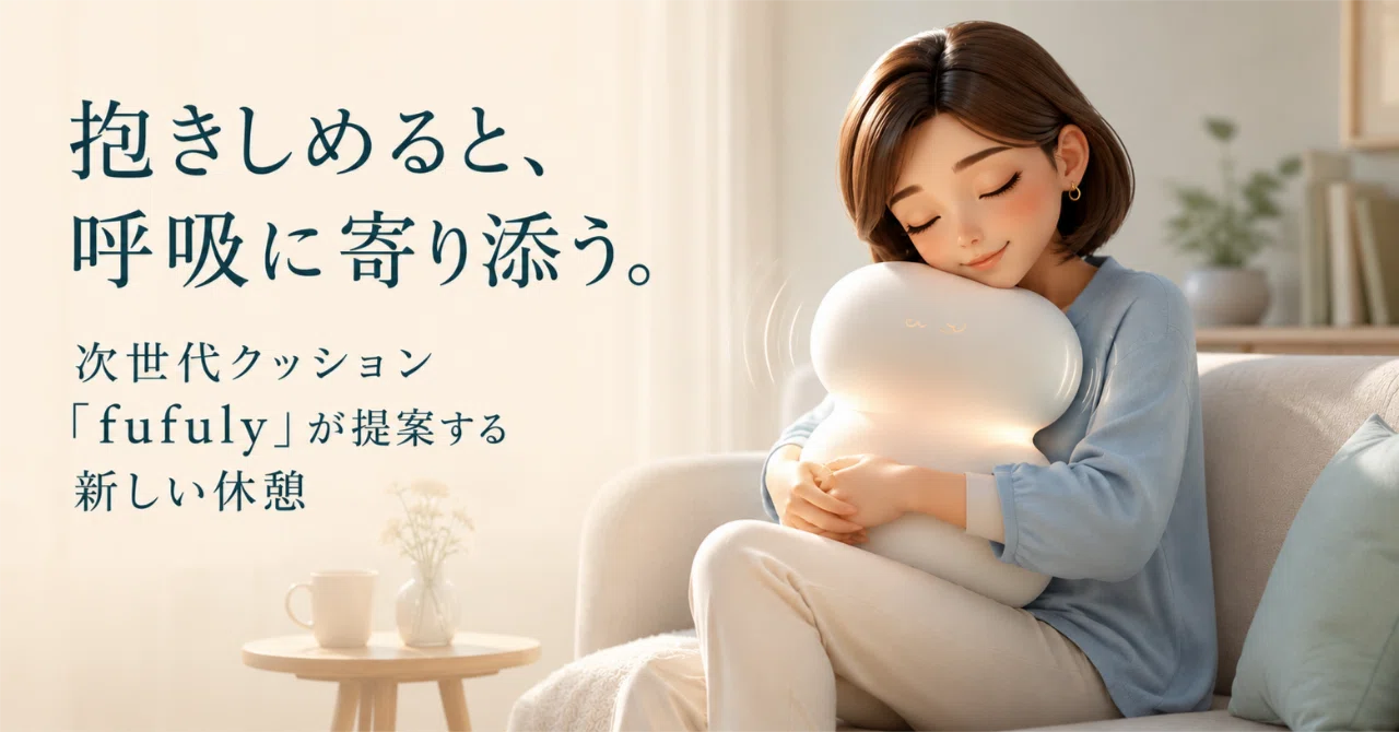 抱きしめると、呼吸に寄り添う。次世代クッション「fufuly」が提案する