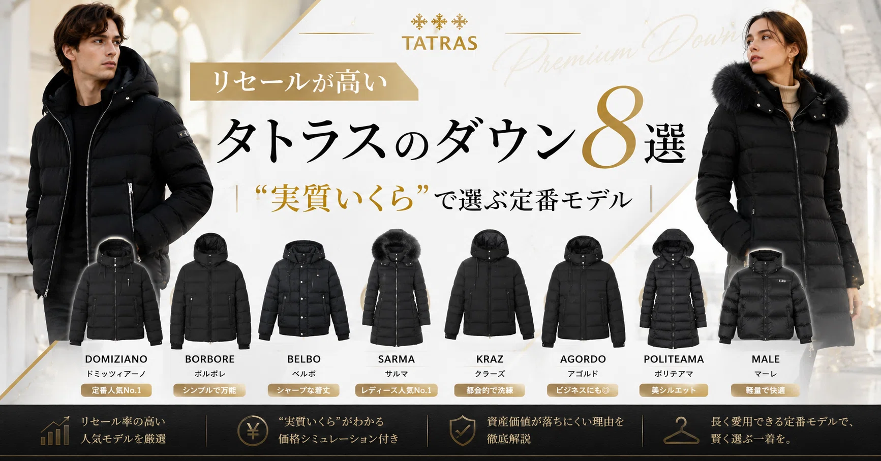 01 TATRAS ラビアナ ブラック 黒 1 ミドル ウール ファー 2026年版 