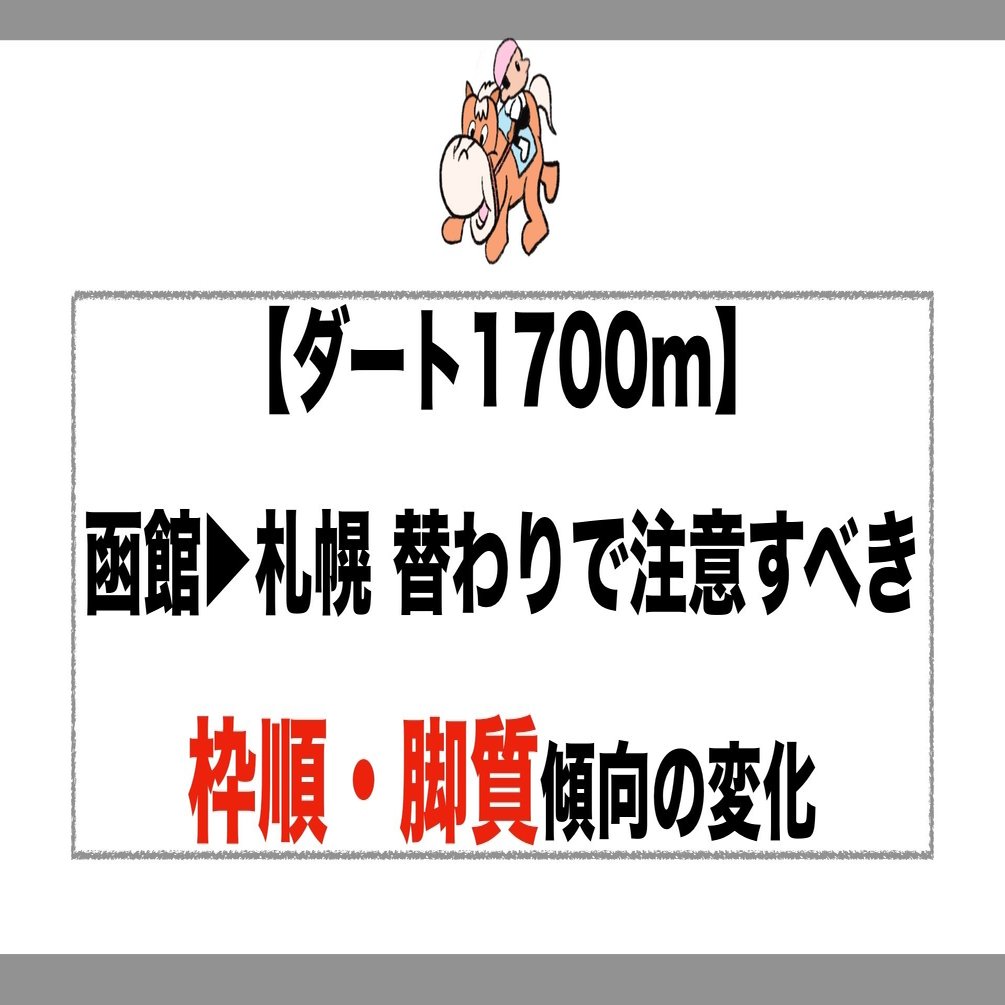 ダート1700m】函館▶︎札幌 替わりで注意すべき枠順・脚質傾向の