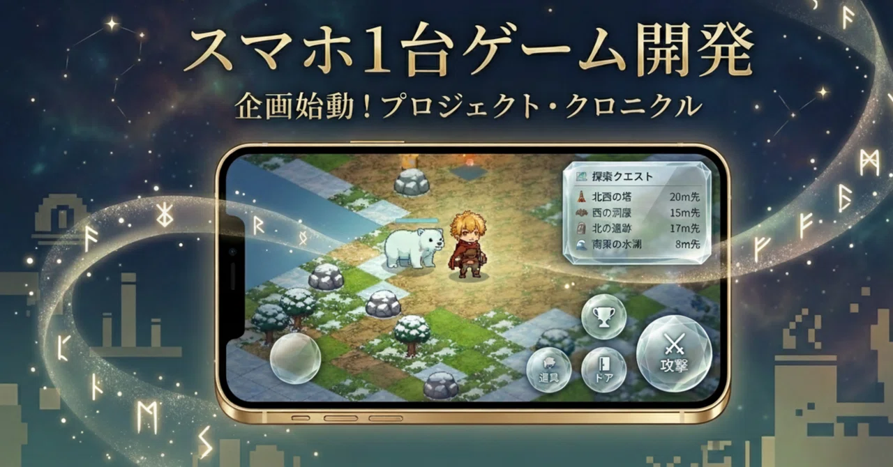[Smartphone Game Development #20] v40-v41: A title screen floating on a ...