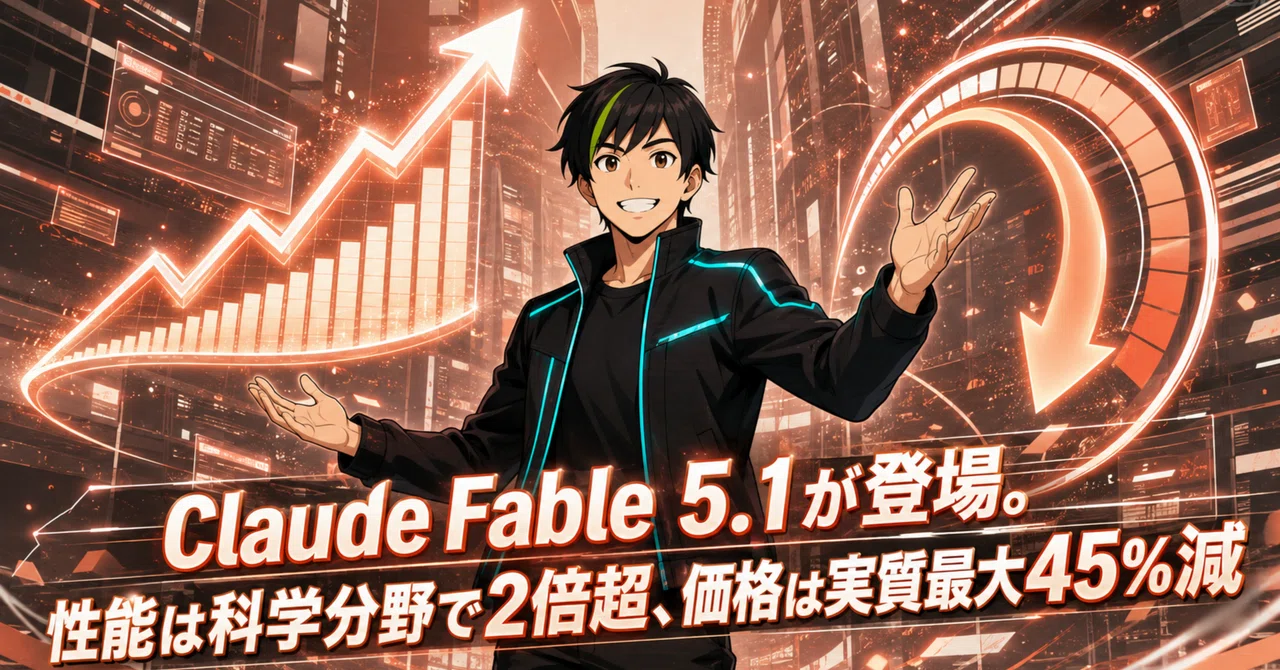 Claude Fable 5.1が登場。性能は科学分野で2倍超、価格は実質最大45%減｜Miccell(ミクセル) / 人生を楽しむ仕組みを作る