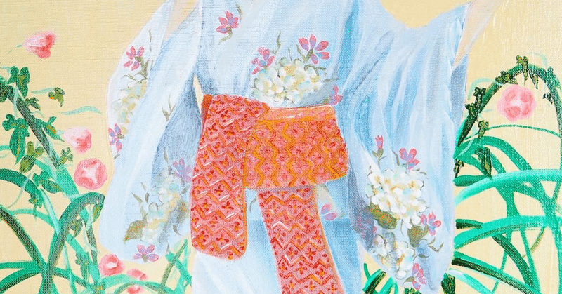 紫陽花の着物の少女 酒井抱一の夏花 芸術 日本画 立夏 Rikka 雨星立夏 Note