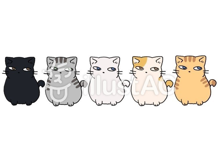 5匹のにゃんにゃん描いたよー ฅ W ฅ イラストac素材 いお お絵描き Note