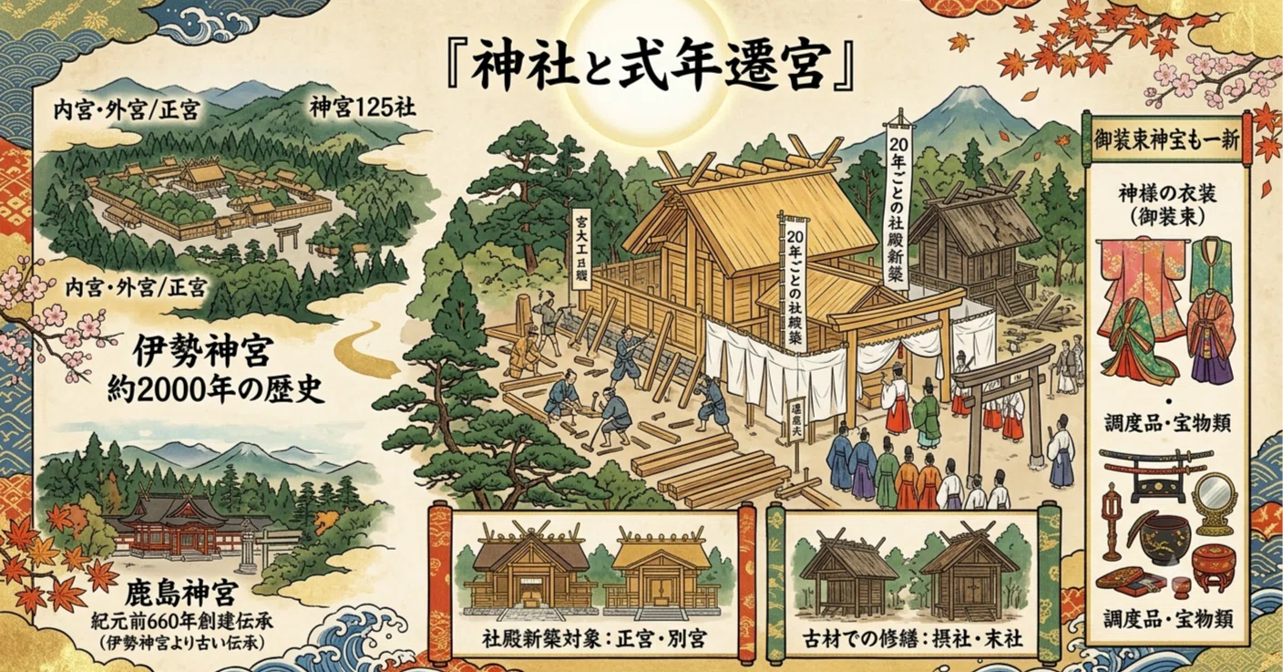 文化・日本・神社】伊勢神宮や鹿島神宮から学ぶ「神社と式年遷宮」の