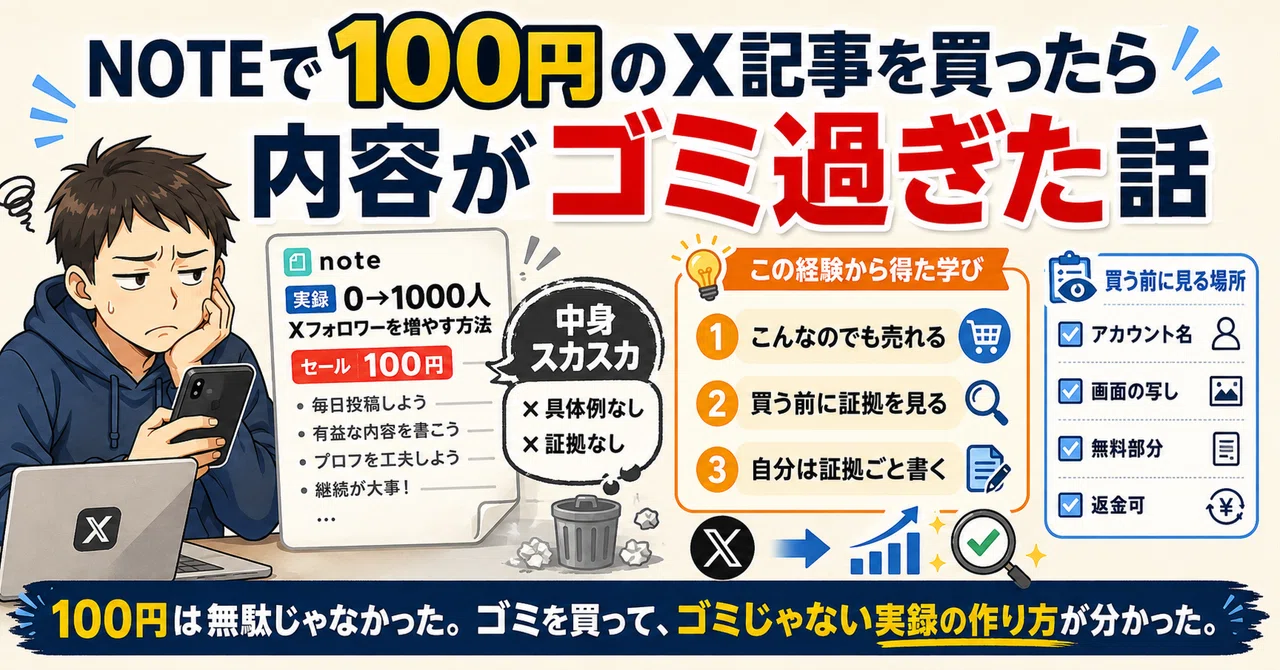 NOTEで100円で売ってたXに関する記事を買ったら内容がゴミ過ぎたお話