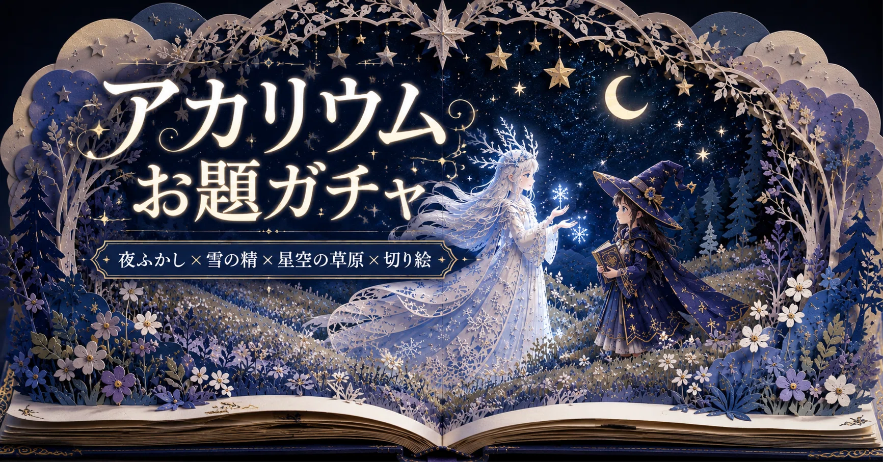 AIart】魔法使いと雪の精の秘密の会～アカリウムお題ガチャ～【画像
