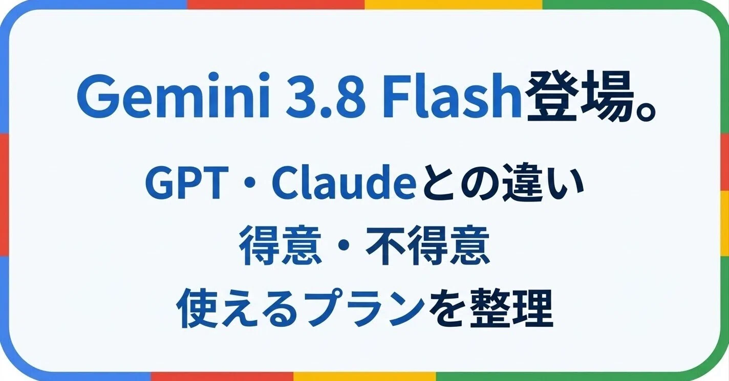 Gemini 3.8 Flash登場。GPT・Claudeとの違い、得意・不得意、使える