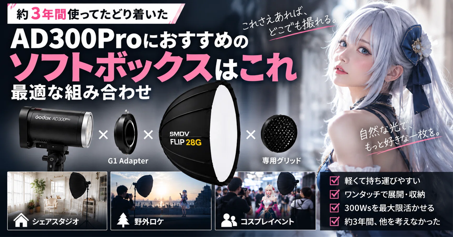DIGIBOX類似品 AD300Proにおすすめのソフトボックスはこれ｜約3年間使ってたどり着い