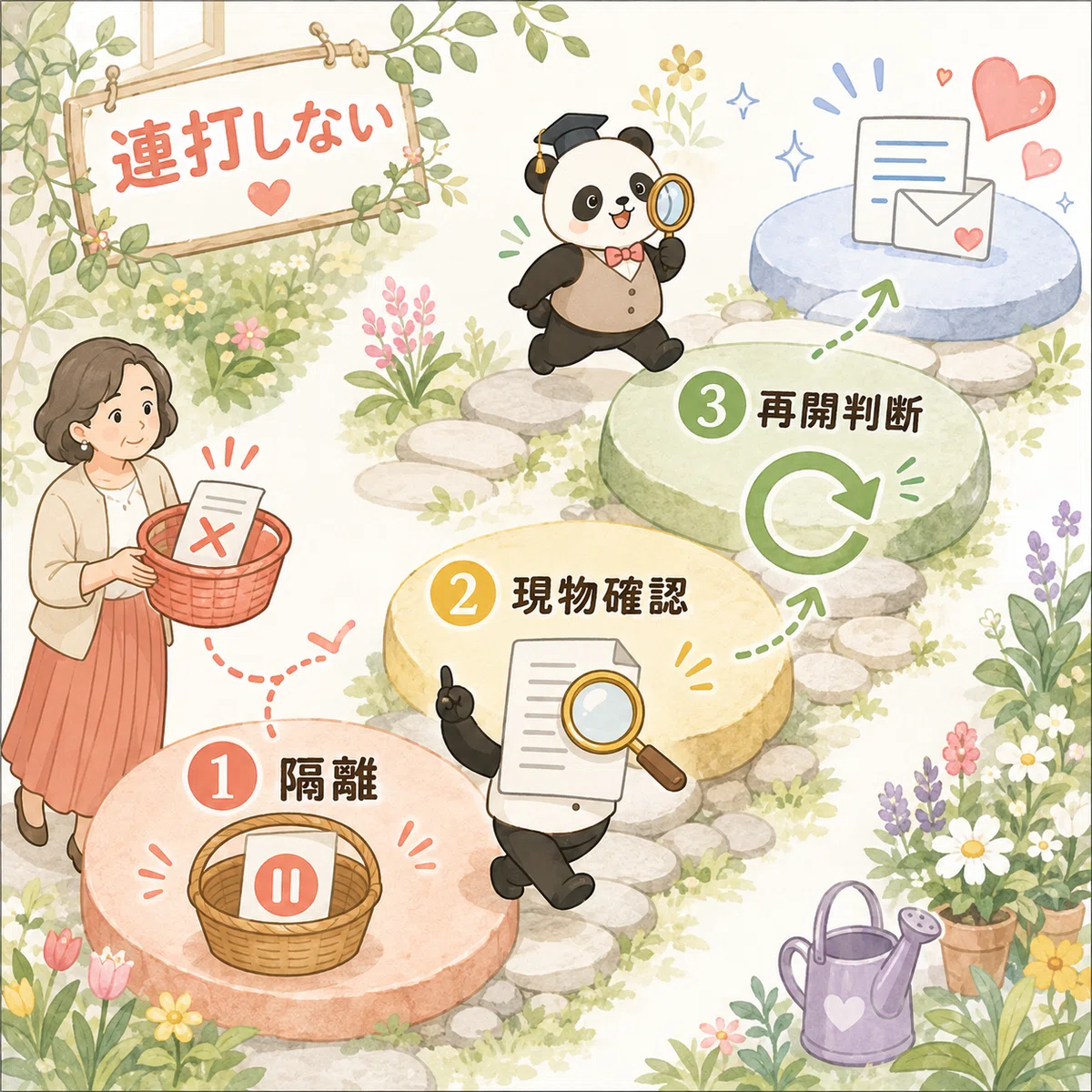 隔離・現物確認・再開判断