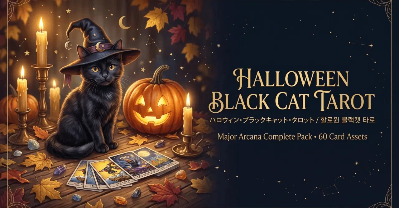 秋の夜長に寄り添う「ハロウィン黒猫タロット」を制作しました！（2