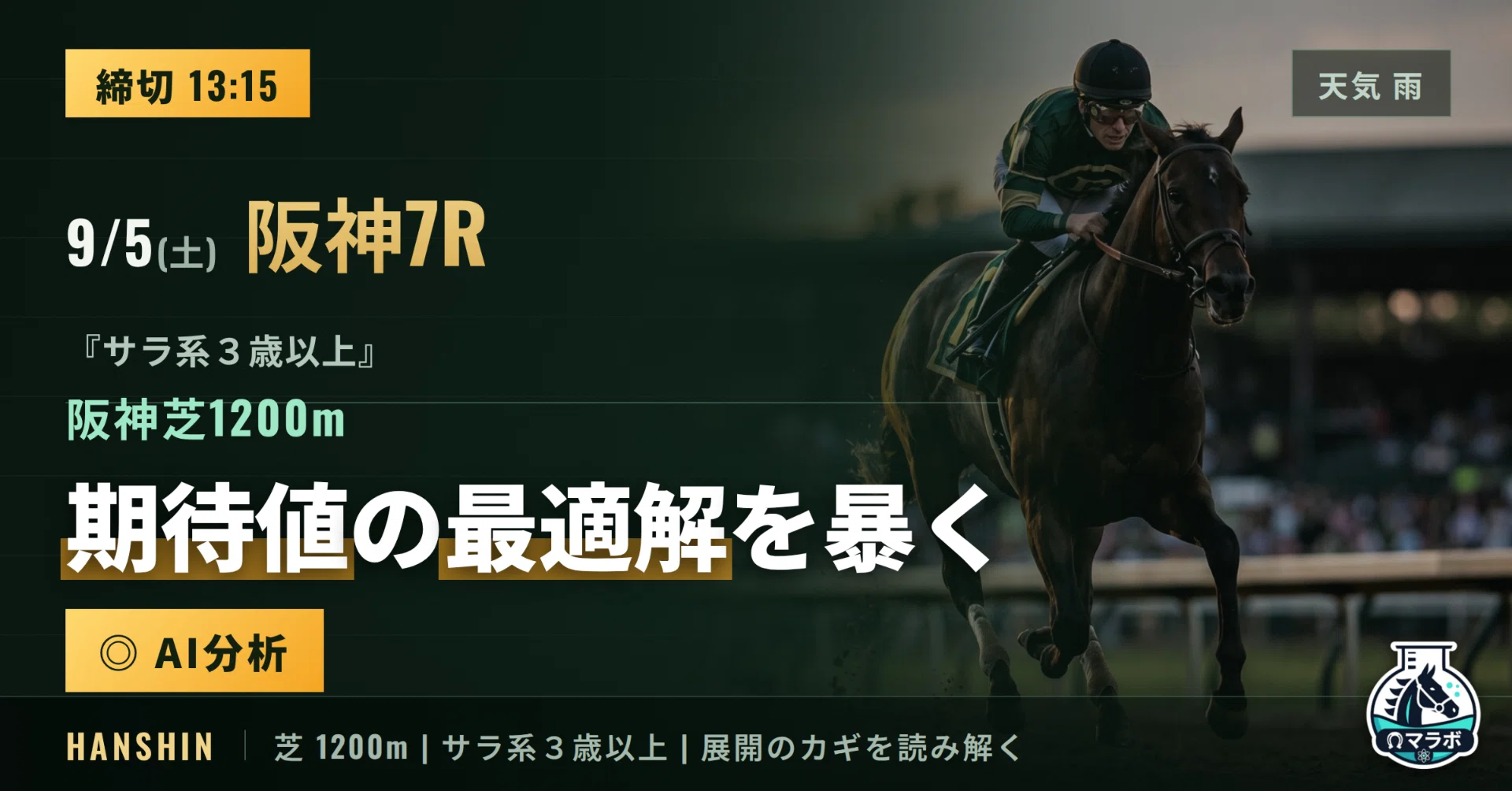 13:15〆】9/5(土) 阪神7R｜ 過剰人気を斬る、期待値の最適解｜競馬AI