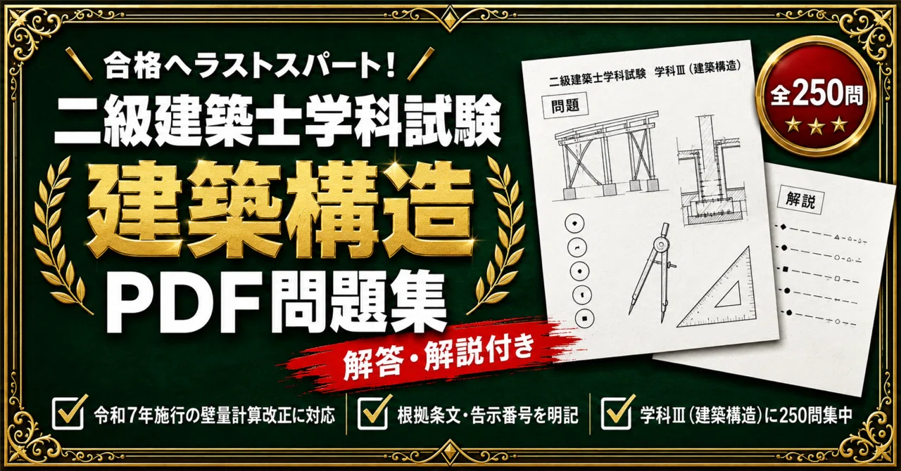二級建築士 学科Ⅲ（建築構造）】対策問題集 全250問＋解答・解説付き
