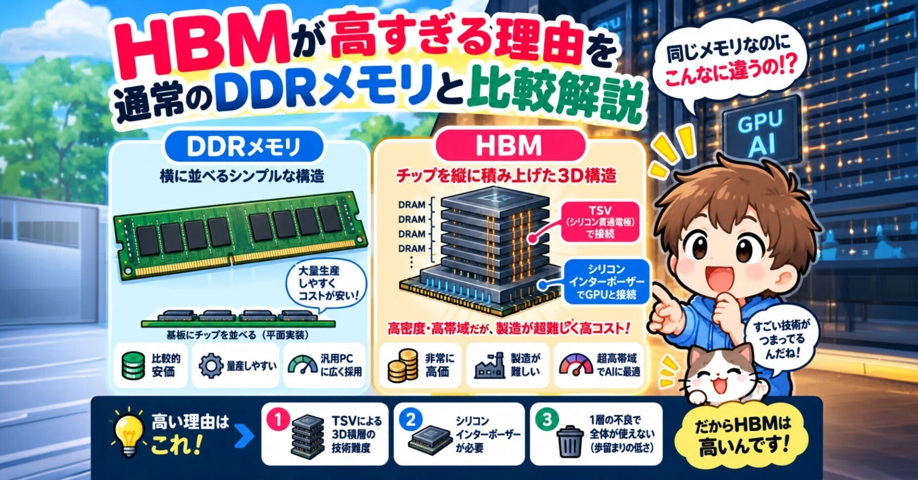 HBMが高すぎる理由を通常のDDRメモリと比較解説｜中古パソコン屋の