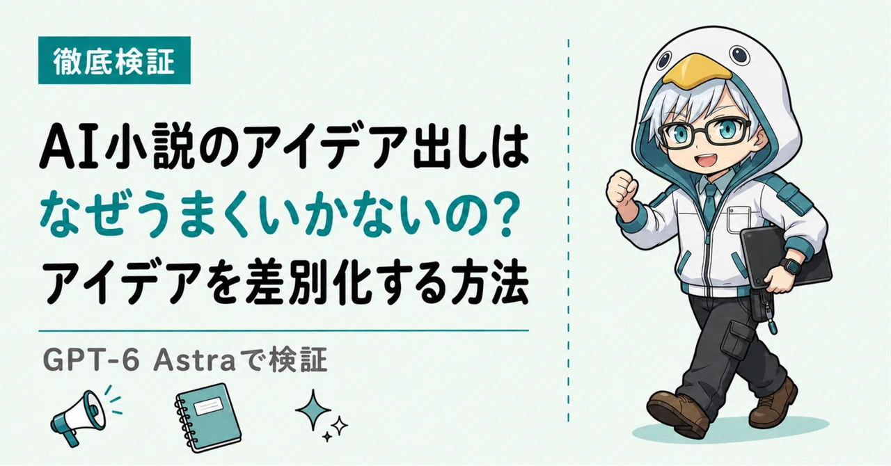 【GPT-6 Astraで徹底検証！】AI小説のアイデア出しはなぜうまくいかないの？アイデアを差別化するためにやるべきこと｜葦沢かもめ