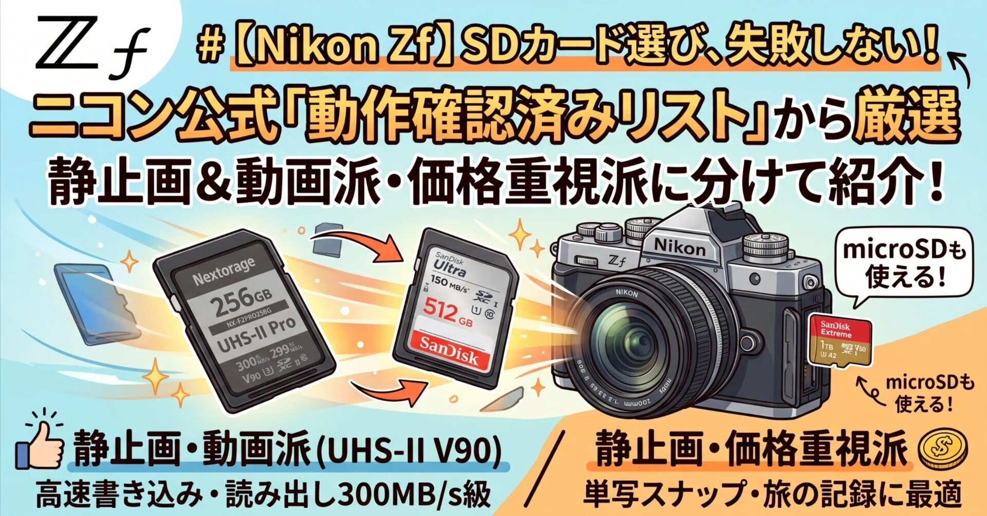 Nikon Zf】SDカード・microSDカードはどれ？ニコン公式の動作確認済み
