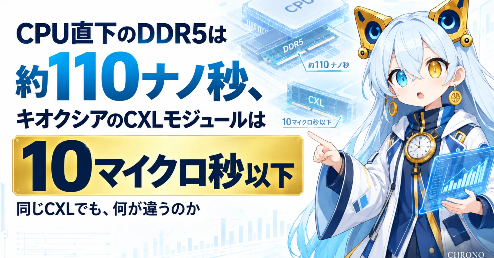 CPU直下のDDR5は約110ナノ秒、キオクシアのCXLモジュールは「10