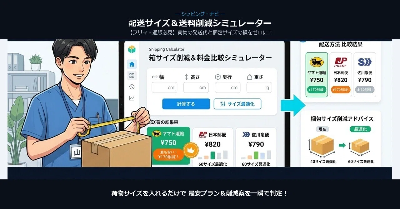 送料・発送の損をゼロに】最適サイズ＆最安送料が一目でわかる「配送