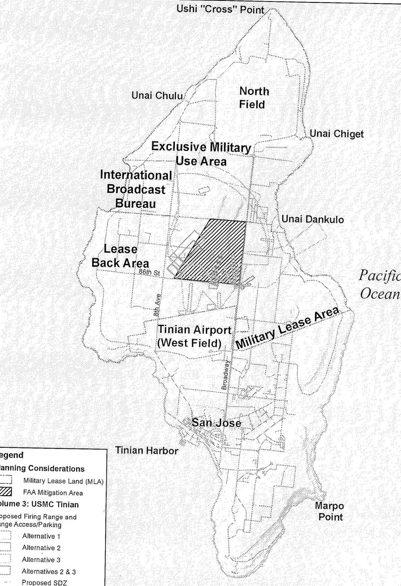 テニアン地図－米軍基地