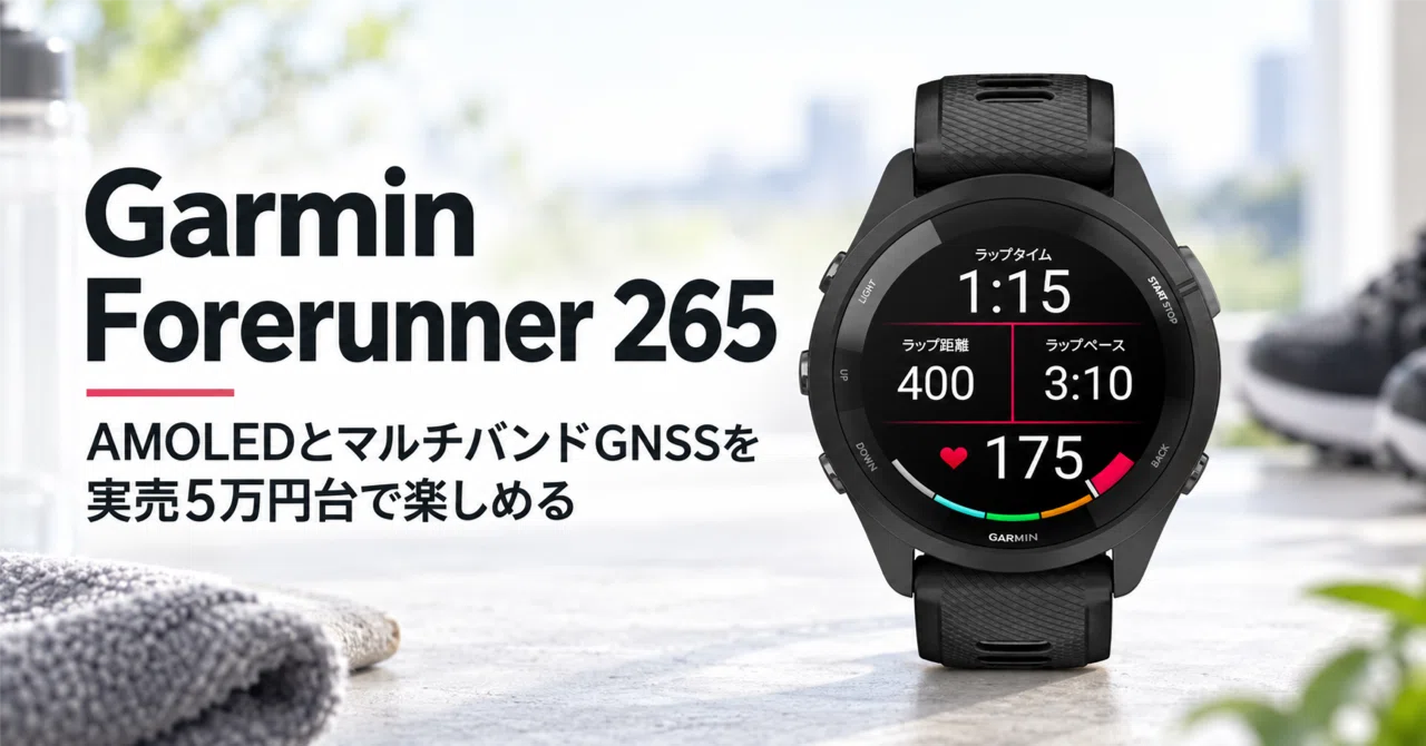 Garmin Forerunner 265 のレビュー・口コミ評判と特徴 AMOLEDとマルチバンド GNSSを実売5万円台で楽しめるミドルアッパー機 ガジェット沼 デスクすっきり環境