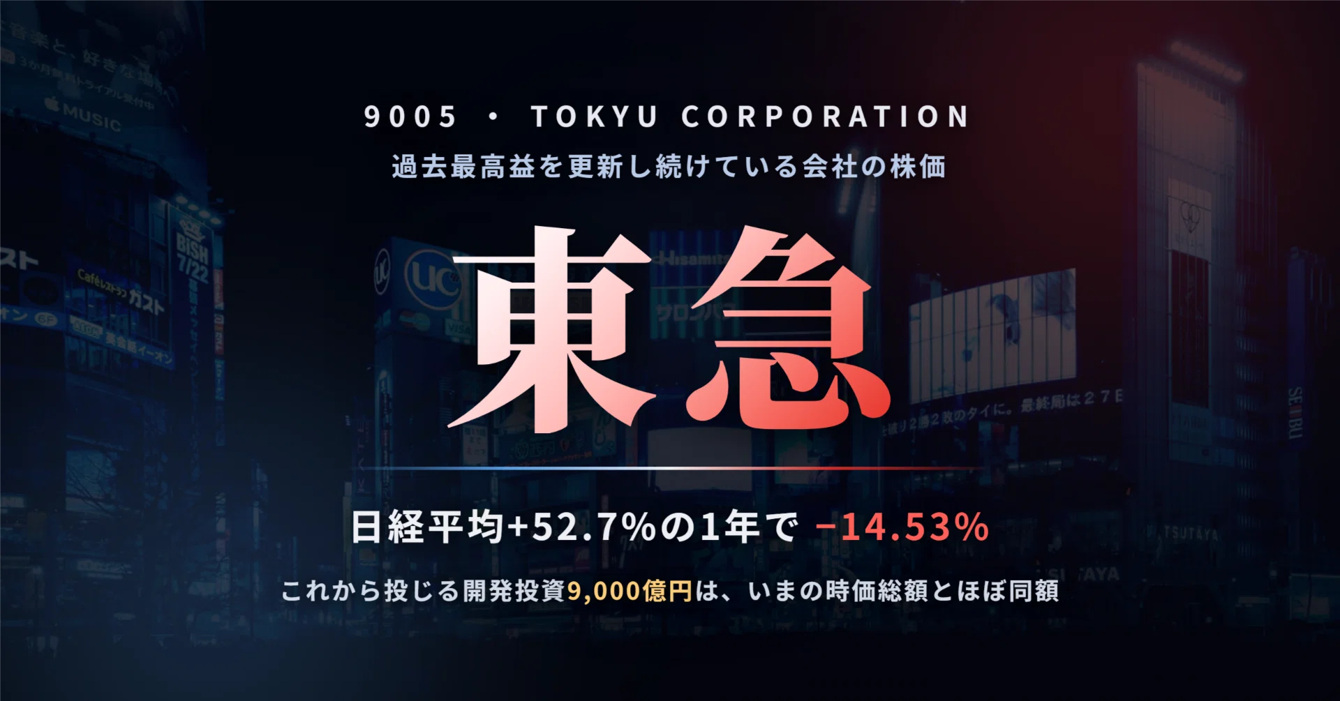 東急（9005）の株価はなぜ日経平均が5割上がった1年で15%下がったのか