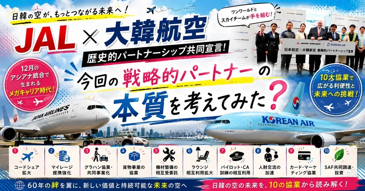 航空輸送経営論 完全解説】JAL×大韓航空の歴史的提携へ！「10の協業」から見える経営
