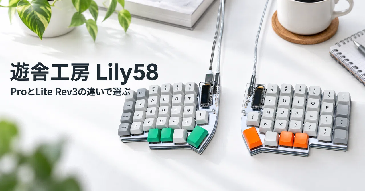 遊舎工房 Lily58 のレビュー・口コミ評判と特徴 ProとLite Rev3の違い