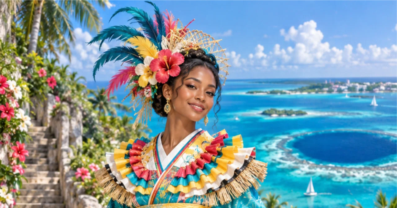 世界の民族衣装と日本の着物が出会う AIアート🇧🇸 バハマ編場 Bahamas