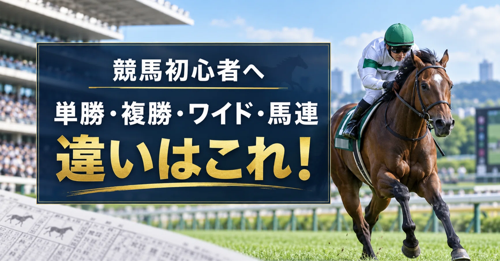 単勝・複勝・ワイド・馬連の違いを、競馬初心者向けに一度で整理します