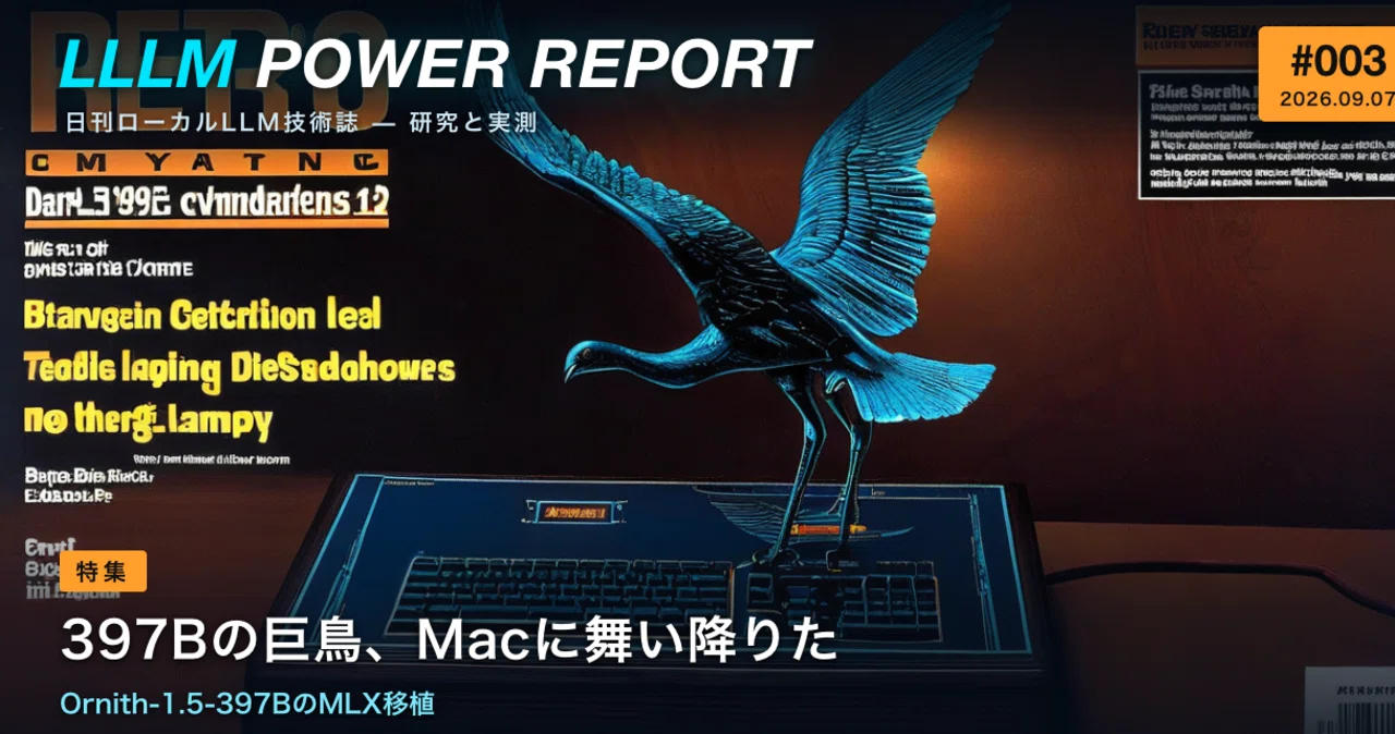 【LLLMパワーレポート #003】397Bの巨鳥、Macに舞い降りた