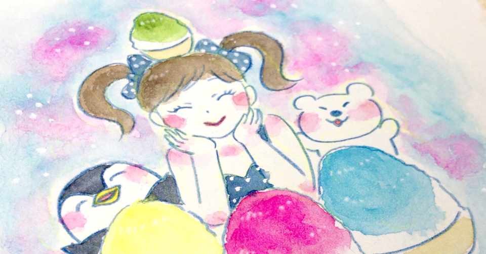 夏の透明水彩イラストまとめ かき氷にスイカにひまわりに動物に女の子 おちゃも イラストレーターお仕事募集中 Note