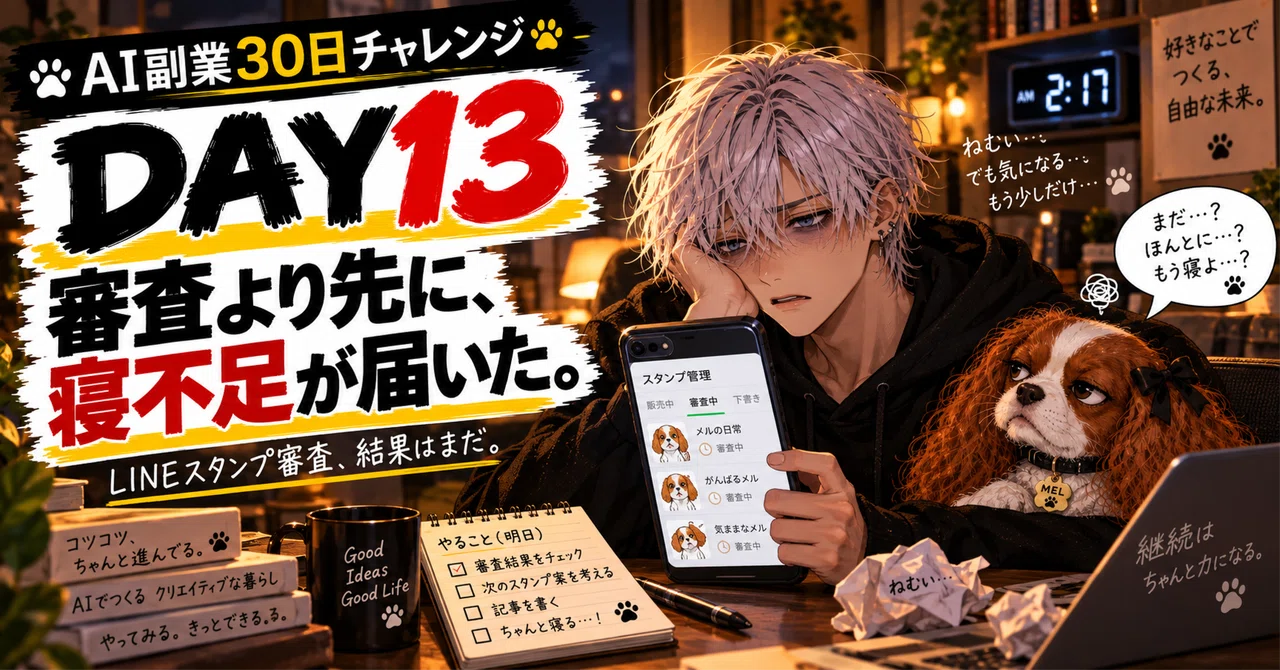 AI副業30日チャレンジ DAY13｜審査より先に来たのは、結果じゃなくて寝不足だった