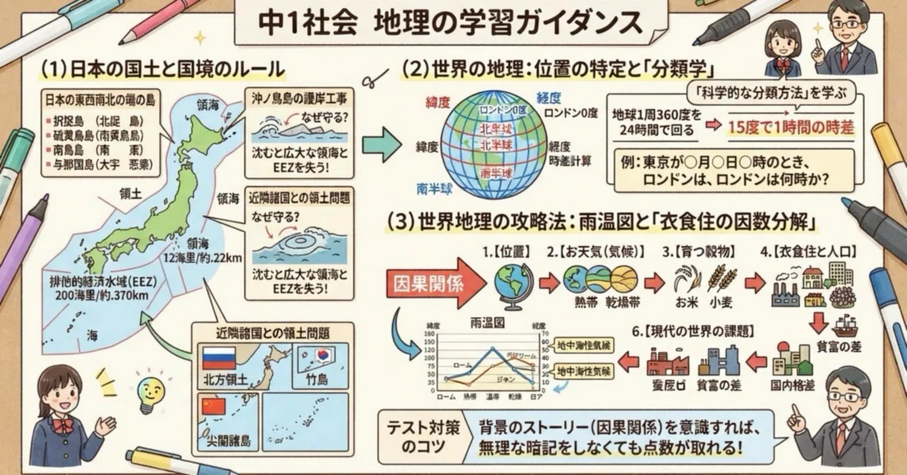 中学地理ガイダンス：日本の国土から世界地理へ｜しぶしぶ